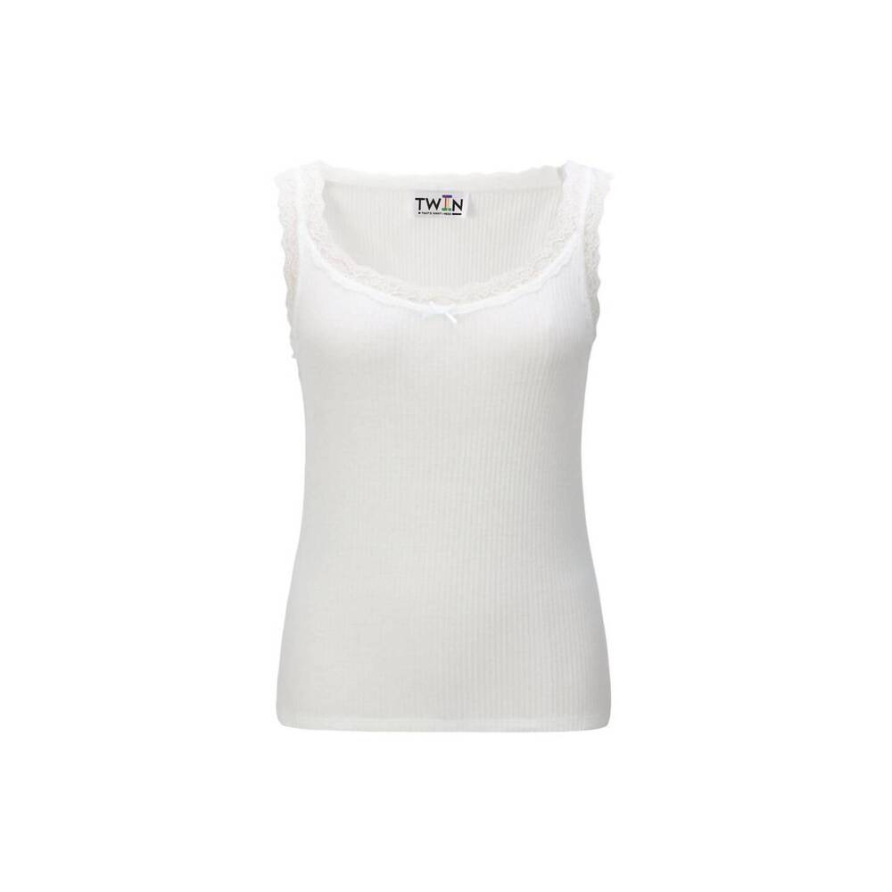 NEW T.W.I.N. THAT’S WHAT I NEED lace scoop neck tank top in white - Picture 3 of 3